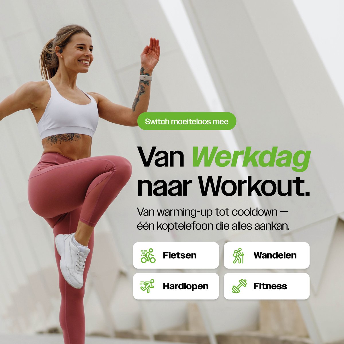 REBØNE Core Draadloze Sportkoptelefoon Zwart - afbeelding 3