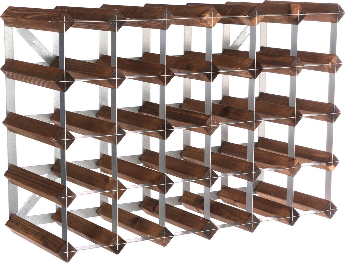 Traditional Wine Rack Co. - Wijnrek - Voor 30 flessen - Donkere eik - 61.2x22.8x42cm