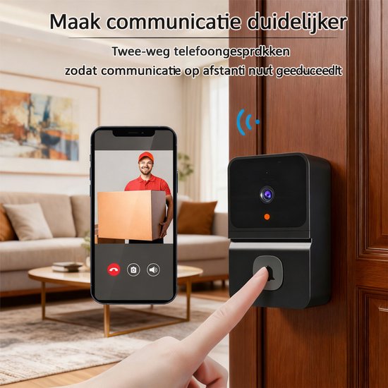 Slimme Video Deurbel met Scherm - Videofoon - HD Nachtzicht, Wifi Videodeurbel met Tweeweg Audio & Dongle van Merkloos — afbeelding 2