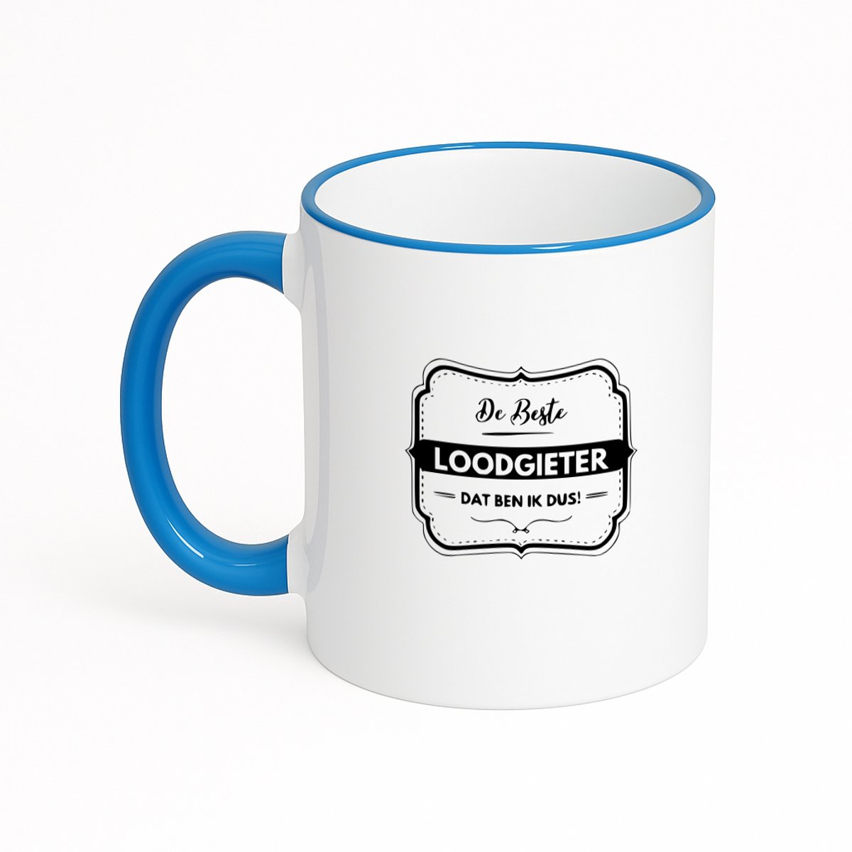 Hacebo® - De beste loodgieter dat ben ik dus koffiebeker met gekleurde rand zee blauw - Loodgieter - Vrienden familie - thee mok - koffie beker - Collega - Cadeau - koffiemok - 330 ML