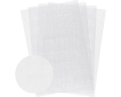 4 Stuks Plastic Gaas Canvas Vellen voor Borduren, Fursuit Ogen en DIY Projecten, Wit 11.7 x 8 cm
