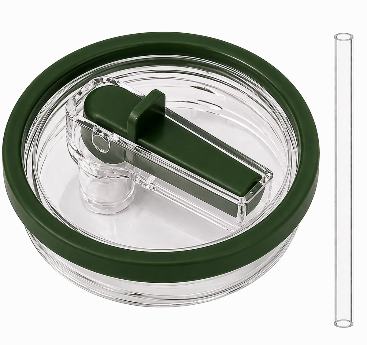 Vervangend Rietjesdeksel voor Stanley - type Quencher H2.0 FlowState Tumbler 1,18L – Lekvrij Flip-Straw Deksel – Herbruikbaar Accessoire Drinkbeker in Donkergroen – foto 3