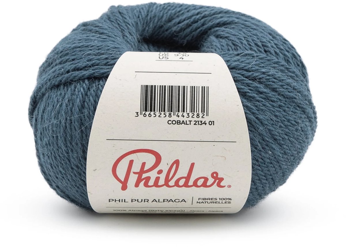 Phildar - Pur Alpaga- 100 % Baby Alpaca premium garen - Wordt per 5 stuks verkocht - Kleur : Cobalt