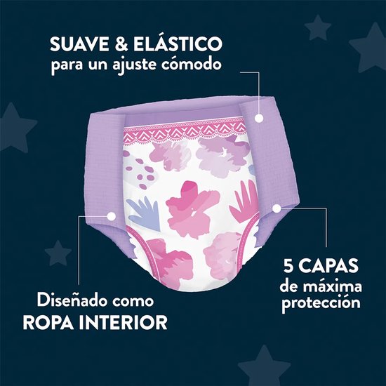 Paarse slip met bloemenprint in roze, blauw en wit. Zacht en elastisch.