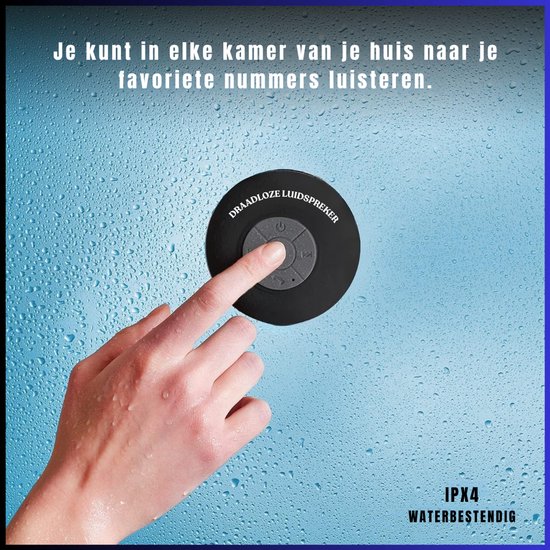 MIRA® Douche Speaker - Badkamer Speaker - Douche Speaker Bluetooth - Zwart - 4cm x 5cm x 3cm; 0.19 kg van mira — afbeelding 2