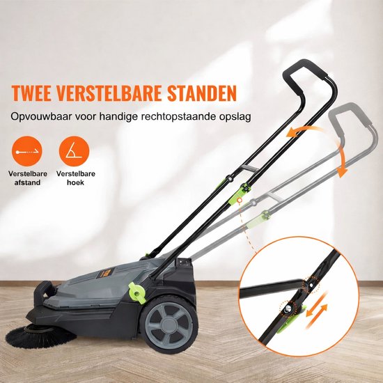 Sello! handmatige veegmachine - zand - bladeren - 65cm veegbreedte - 19 liter afvalcontainer - reservoir - opvangbak - opvouwbaar - verstelbare handgreep - lichtgewicht. van Merkloos	 — afbeelding 3