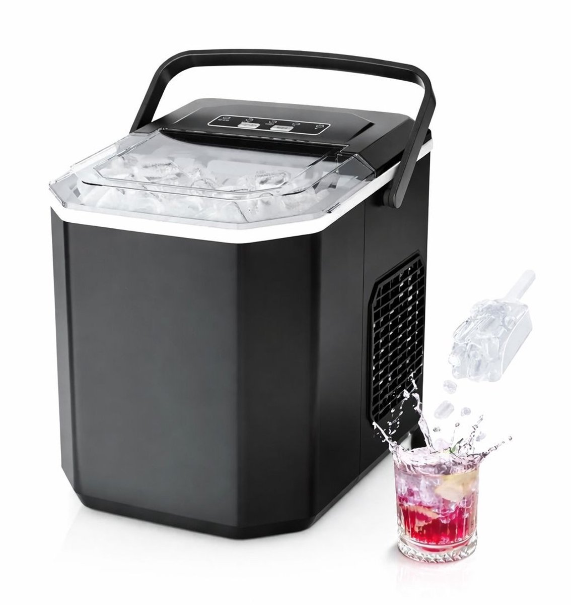 ITRONIQ IJsblokjesmachine - IJsmachine 12 kg / 24U - IJsblokjesmaker - 9 IJsblokjes is 6 min - Zelfreinigend - Ice Maker - Zwart