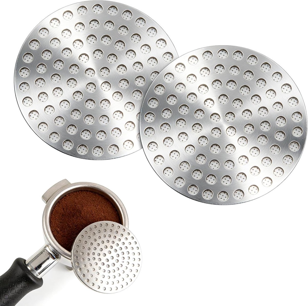 Puck Screen 51mm - 2 Stuks - Geschikt voor 54mm Portafilter - Espresso Filter - 0.8mm Dikte - Dubbellaags - RVS 316 - 150µm - Barista Tool