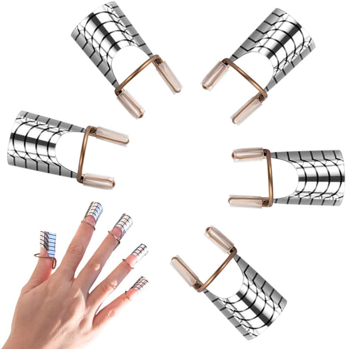 OLOEY Herbruikbare nagelvormen-nagelaccessoires-geleider voor nagelverlenging-UV-geltips-acrylnagels-nagelkunst-huishoudelijke producten-nagelkunst voor de salon-zilver