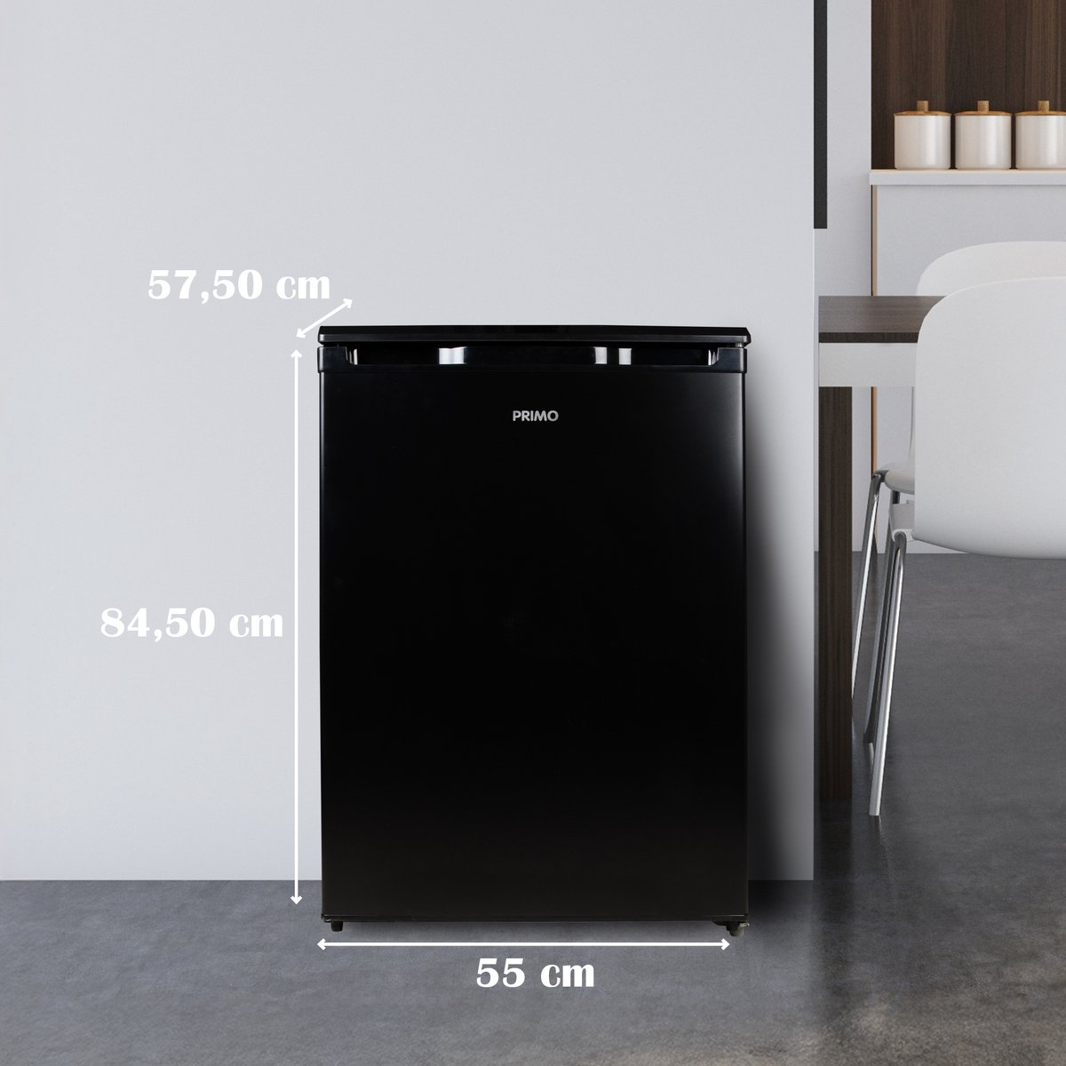 PRIMO PR198FR Koelkast Tafelmodel - Kleine Koelkast - 131L - 35 dB Stil - Energielabel C - Zwart — afbeelding 3