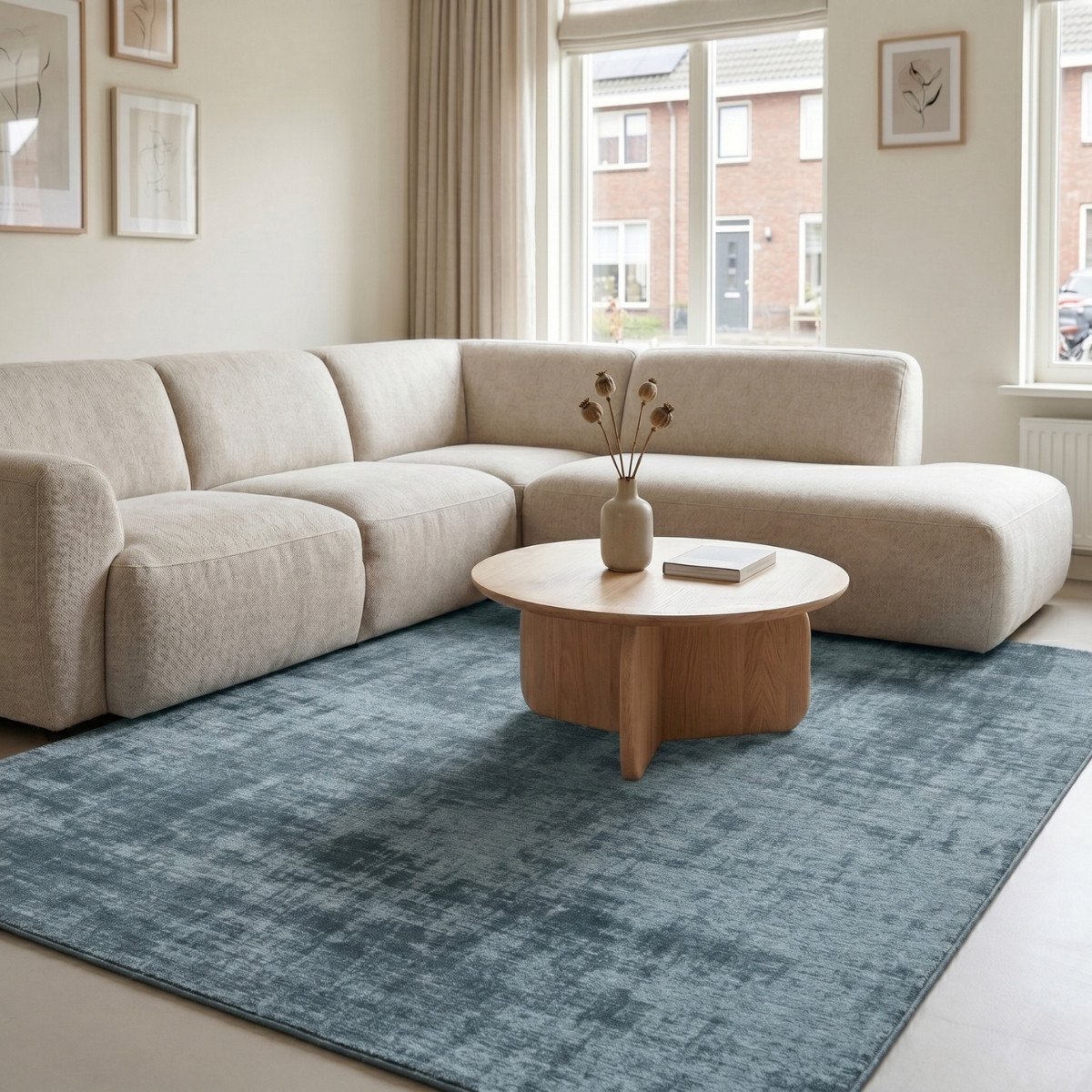 DÉJA Living Vloerkleed 155x230cm - Laagpolig Lichtblauw Stof - Ruma