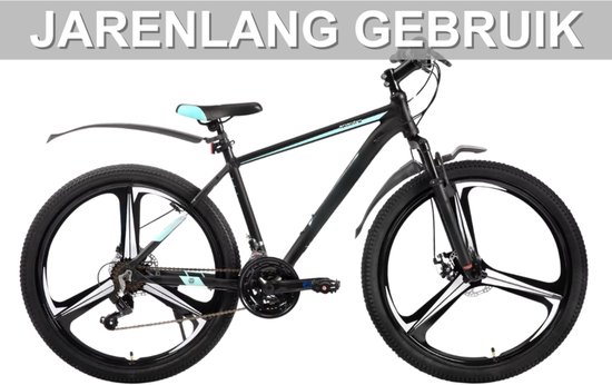 Mountainbike - Voor heren en dames - 18 versnellingen / 3 spaken / schijfremfiets - Aluminium / Blauw / 66 cm van Merkloos — afbeelding 5