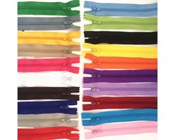 Multikleur nylon ritsen set 10 stuks kleding ritsen dames en heren 25 cm naaibare rits met kunststof tanden voor naaien kleding reparatie en knutselen