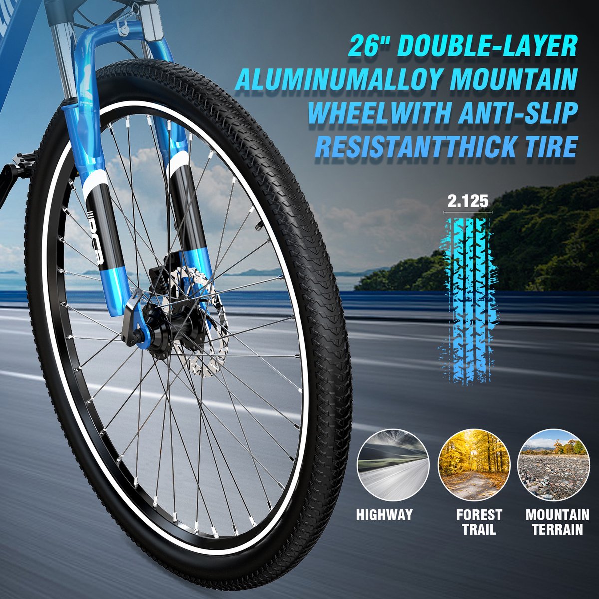 RCB Elektrische Fiets, 26 Inch City Commuter EBike,250W Motor,25 km/u,7-Speed, APP, zwart thumbnail 4