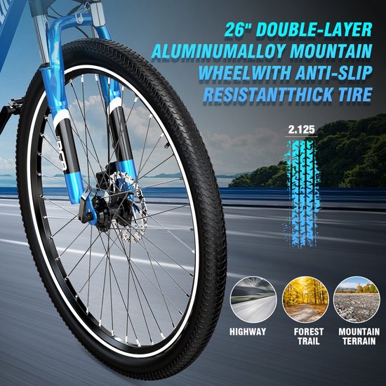 RCB Mountainbike Elektrische Fiets - 250W - 30-50 km - 26" - 25 km/u - 7-Speed-zwart van RCB — afbeelding 2