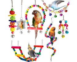 7 Pcs Vogel Speelgoed - Voor Papegaaien - Kleurige Bel - Kauwspeelgoed voor Vogels