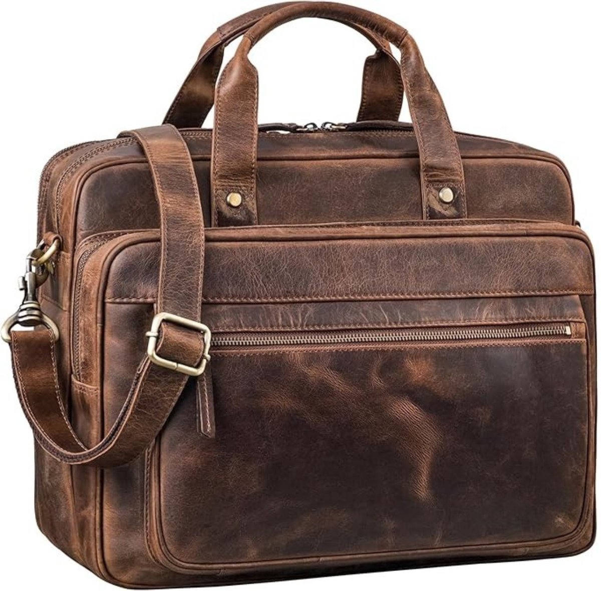 Leren Laptoptas - Laptoptas - Leren Tas - Luxe Leren Laptoptas - Werktas - Schoudertas - Business Tas - Leren Business Tas - 15.6 inch - Donkerbruin - van Imperatoris