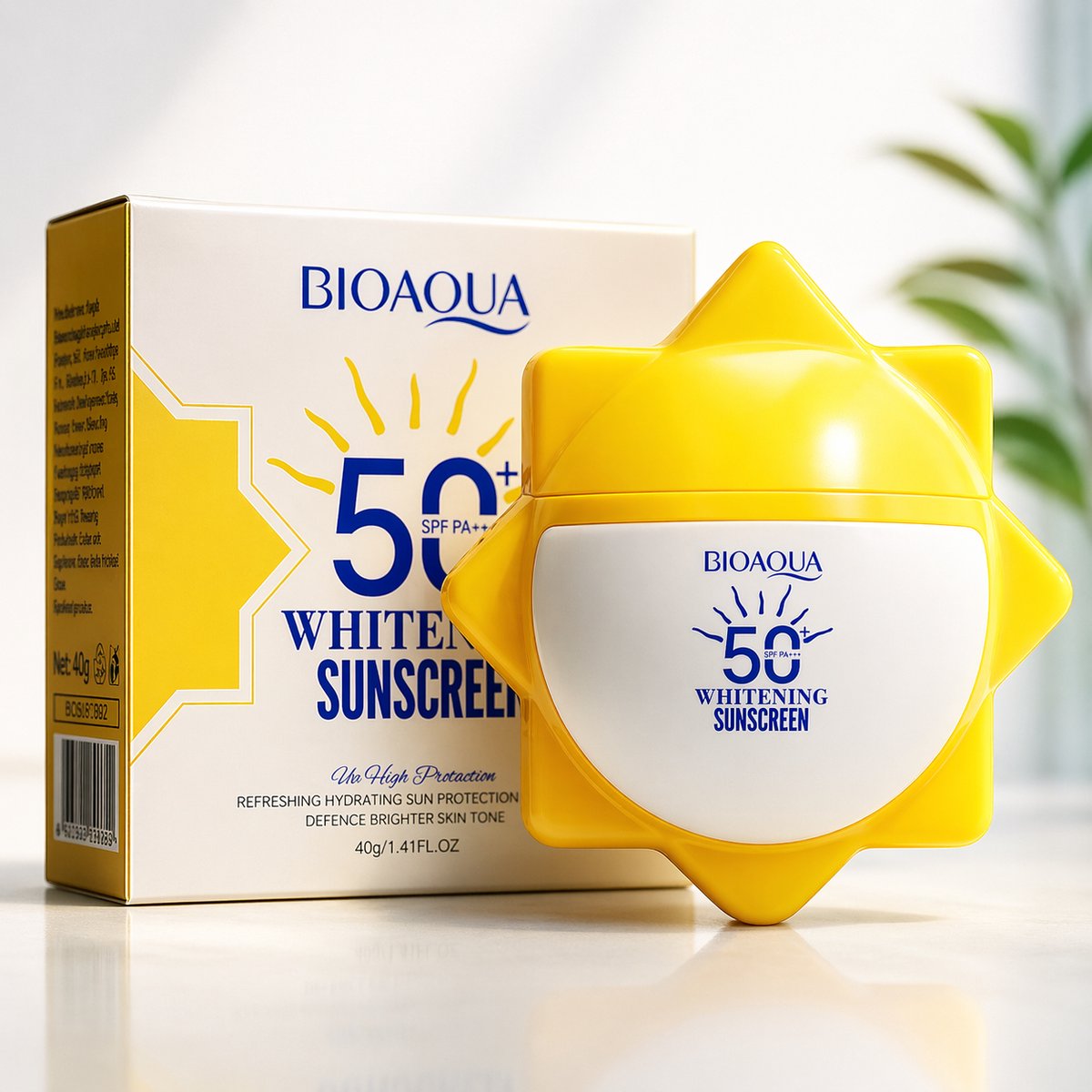 BIOAQUA Zonnebrand SPF 50+ PA+++ | Sunscreen Gezicht & Lichaam | UVA UVB Bescherming | Waterbestendig Zweetproof | Hydraterende Zonnecrème | Anti Aging Sunblock | Whitening Effect | Outdoor Sport Strand Vakantie | Alle Huidtypes 40g