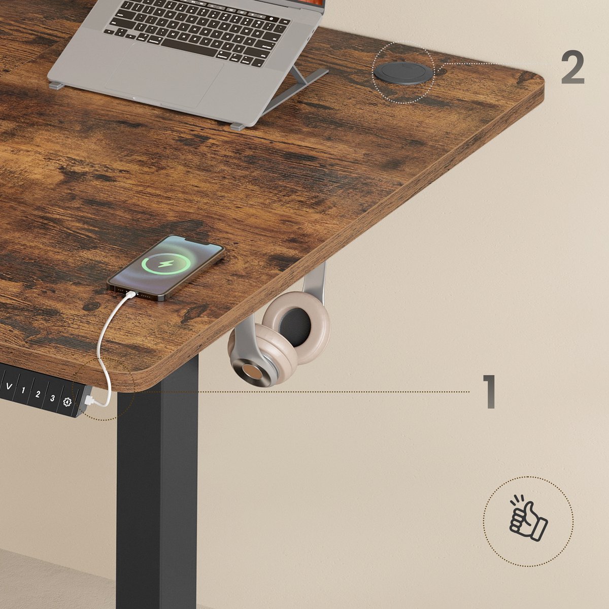 SONGMICS - Bureau - Geheugenfunctie met 4 Hoogtes thumbnail 6