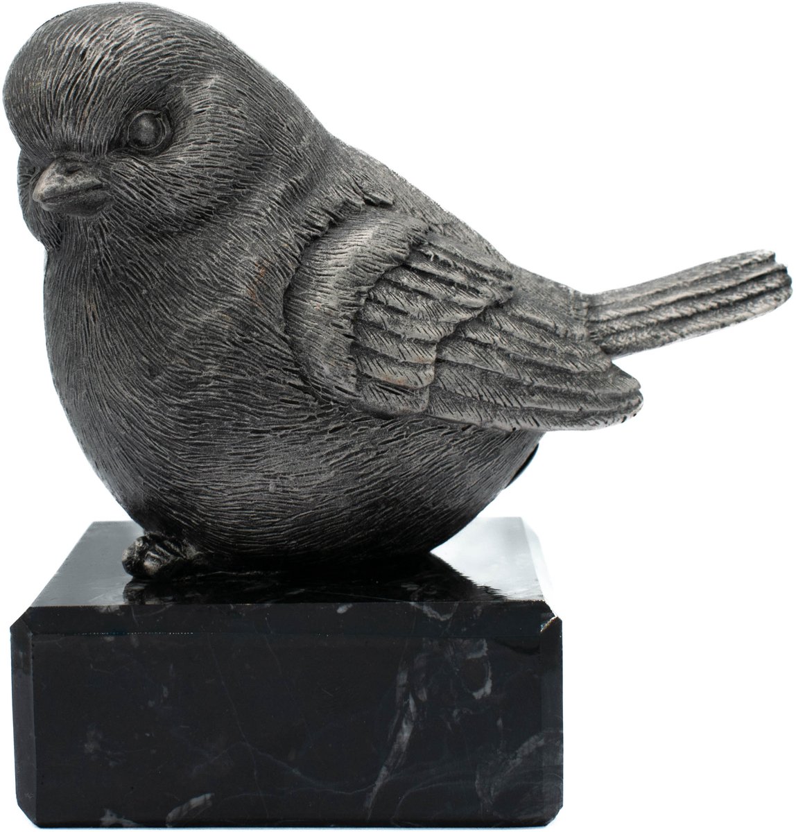 Urn vogel 150 ml - oud zilver - marmer