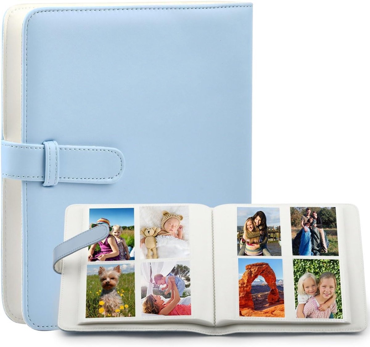Compact Fotoboek voor Instax Mini & Polaroid Foto's, Perfect als Trouwalbum of Familieherinneringen (Blauw)