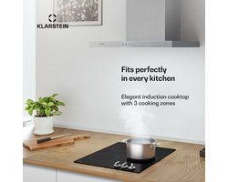 Klarstein Kochheld inductiekookplaat - Elektrische inductiekookplaat met 3 zones, 5700 W boost, draaiknopbediening, restwarmte-indicator, oververhittingsbeveiliging, keramisch glas, 45 cm inbouwkookplaat, wit