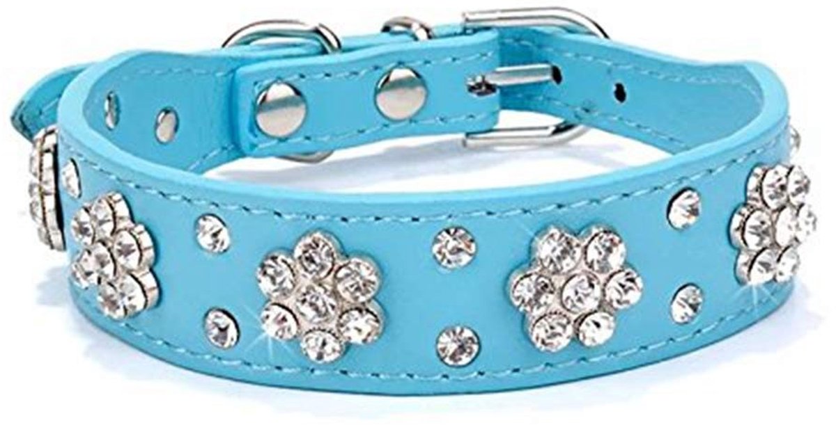 Byshayne- Hondenhalsband Bling - Verstelbare Maten - Kunstleer - Kristallen Strass - Geschikt voor Kleine/Middelgrote/Grote Honden - 100% Nieuw - Halsband