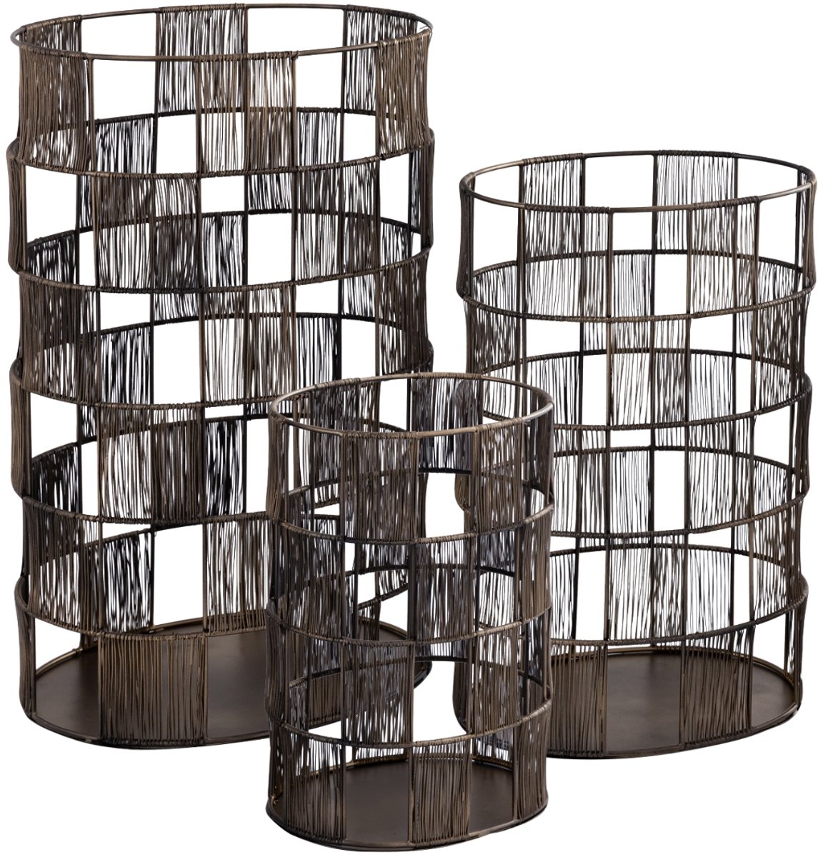 PTMD windlicht Stenn ovaal metaal messingkleurig 50/40/30 cm [Set van 3]