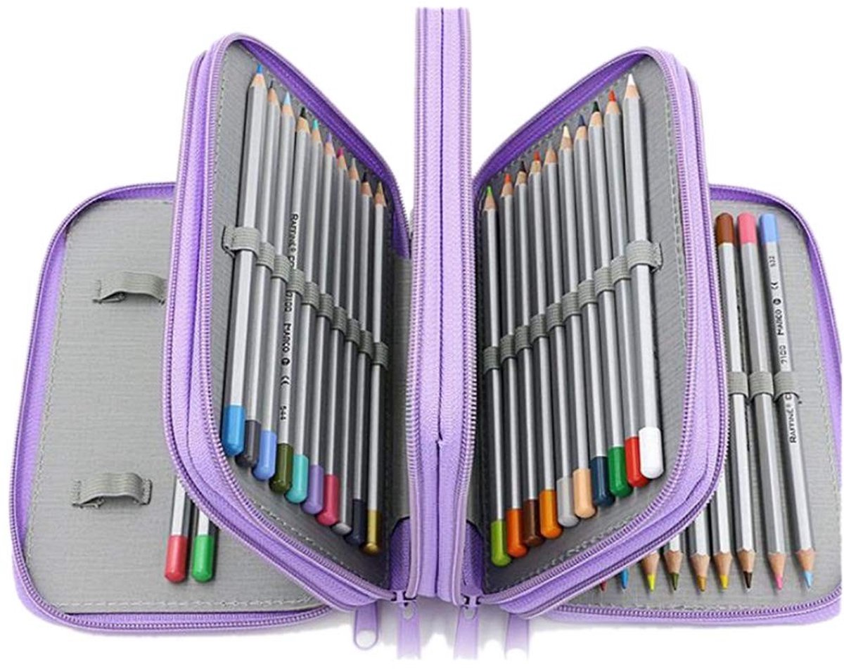 NTH products- Potloodetui Groot - Organizer 72 Vakjes - Draagbaar Handvat - Hoogwaardige Ritssluiting - Perfect voor School/Kantoor - Etui