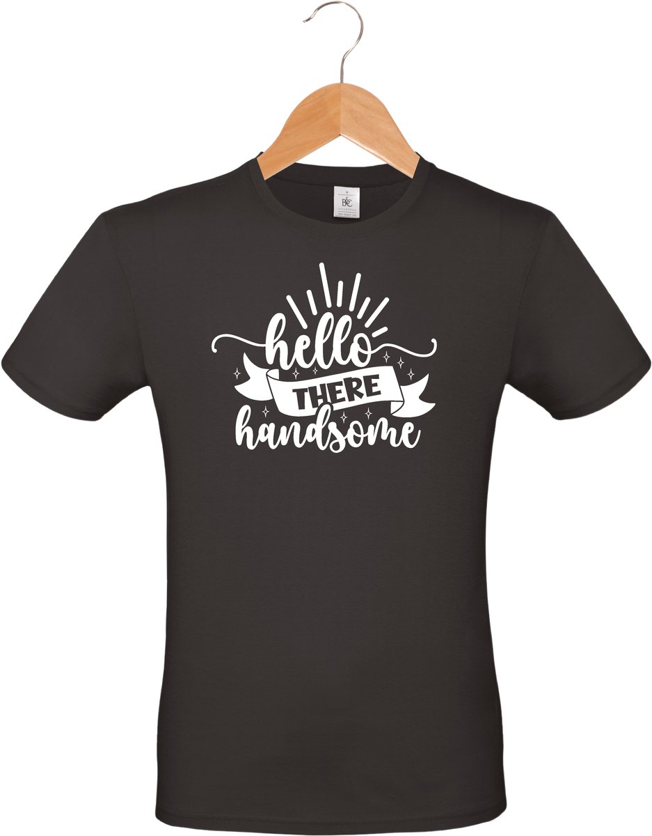 Mijncadeautje - Barbecue T-shirt - unisex - zwart - BBQ - Garden party - Tuinfeest - Vrijgezel - Verjaardag - Hello there handsome - maat XXL