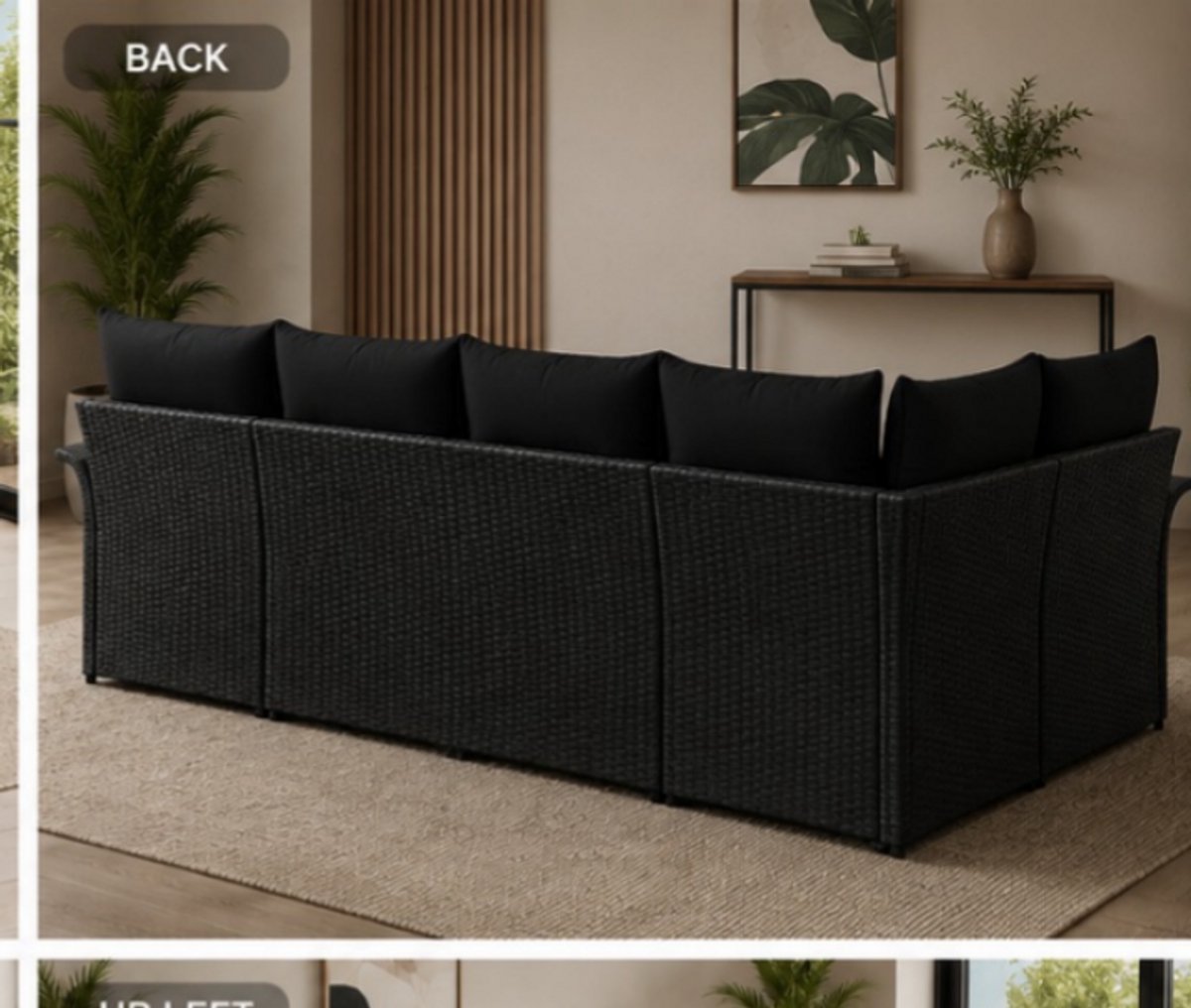 Tuinloungeset 242 x 132 cm met Verstelbare Tafel en Opbergruimte – 7-Delige Modulaire Poly Rattan Loungeset voor Tuin, Terras en Balkon – Zwart – Mobili Bella