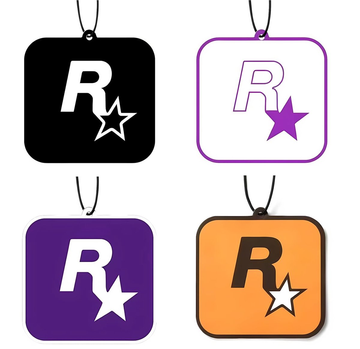 Dailygoods- Luchtverfrisser Hoge Kwaliteit - Auto Parfum - 4 Stuks - Geuren: Oranje/Wit/Paarse/Zwarte - Duurzaam - Veelzijdig Gebruik - Autoparfum