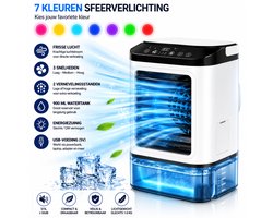 HomeGoodies – Airco – Mobiele airco – Mini airconditioning – Draagbaar – 7 Kleuren Nachtlamp – Voor Slaapkamer, Kantoor en Camper