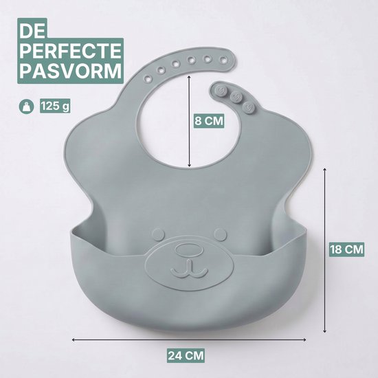 Broemba Siliconen Slabbetjes met Opvangbak - Set van 2 Stuks - Slabber voor Baby - Opvouwbare Slab - Groen / Blauw van Broemba — afbeelding 5