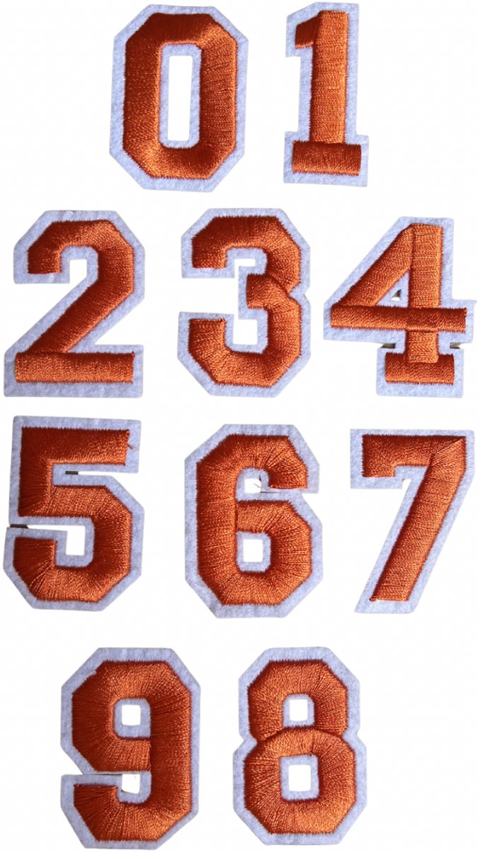 Cijfers Nederland WK EK Oranje strijkapplicatie strijk embleem - patch - patches - stof & strijk applicatie