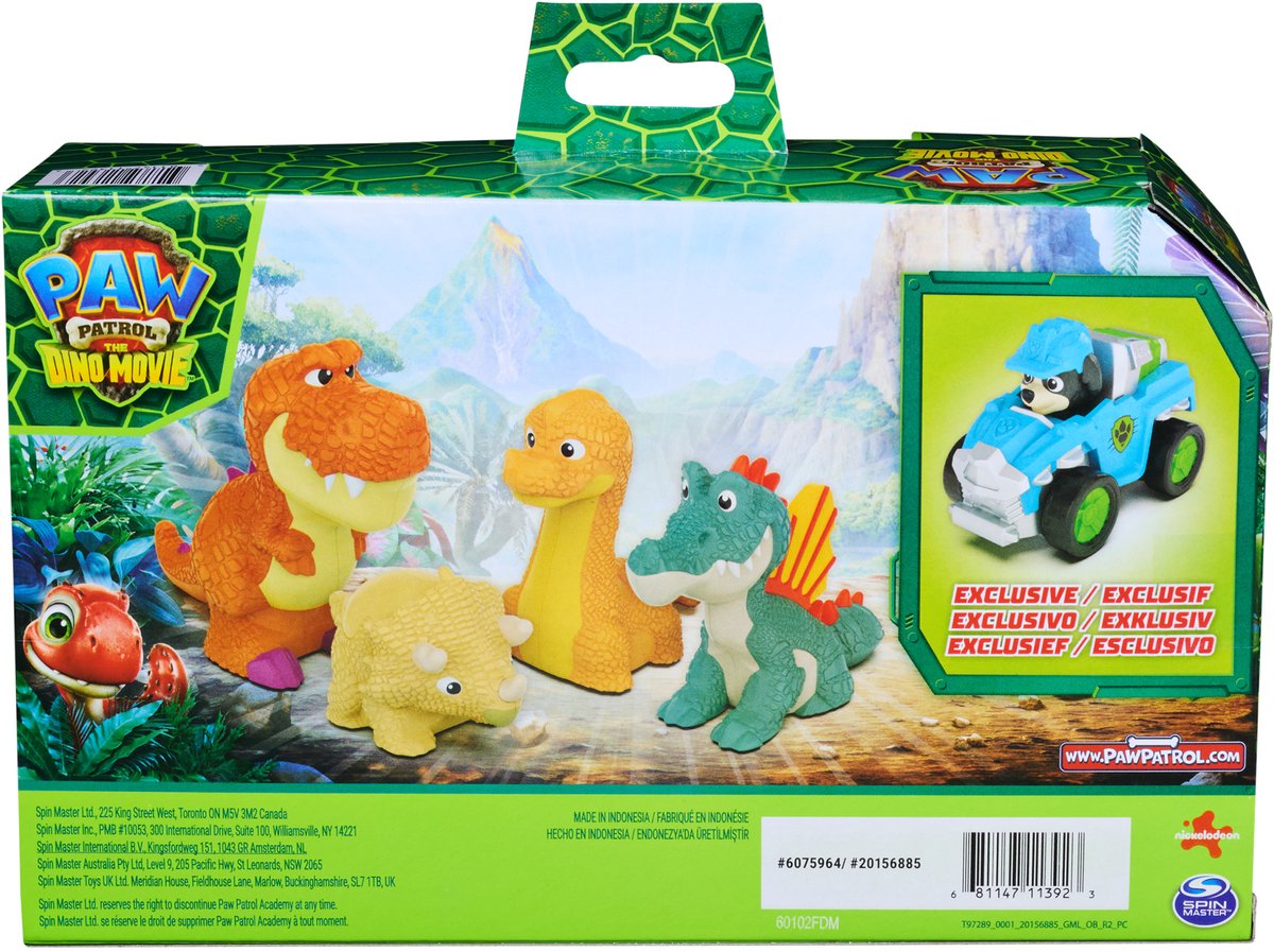 PAW Patrol - De Dino Film - Pup Squad Dino Crew met unieke Rex Pup Squad Racer en 4 dinosaurusfiguren — cadeau in Spellen & Speelgoed - foto 5