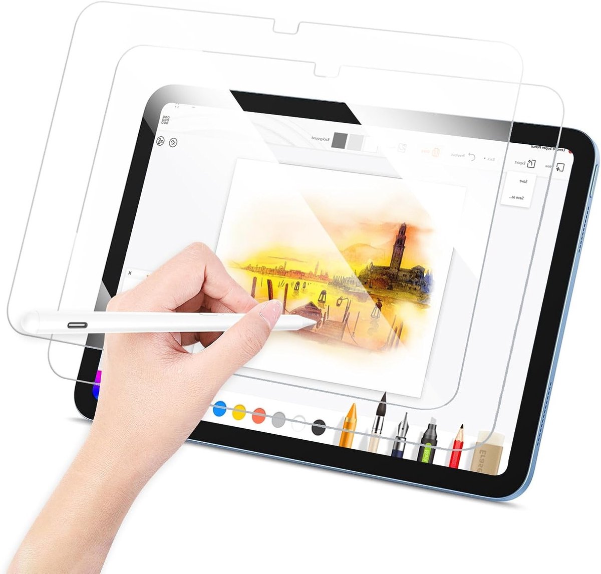 Set van 2 Beschermfolies voor iPad 10e Generatie 2022 - 9H Gehard Glas, Compatibel met Apple Pencil, Transparante Schermbescherming voor Tablets