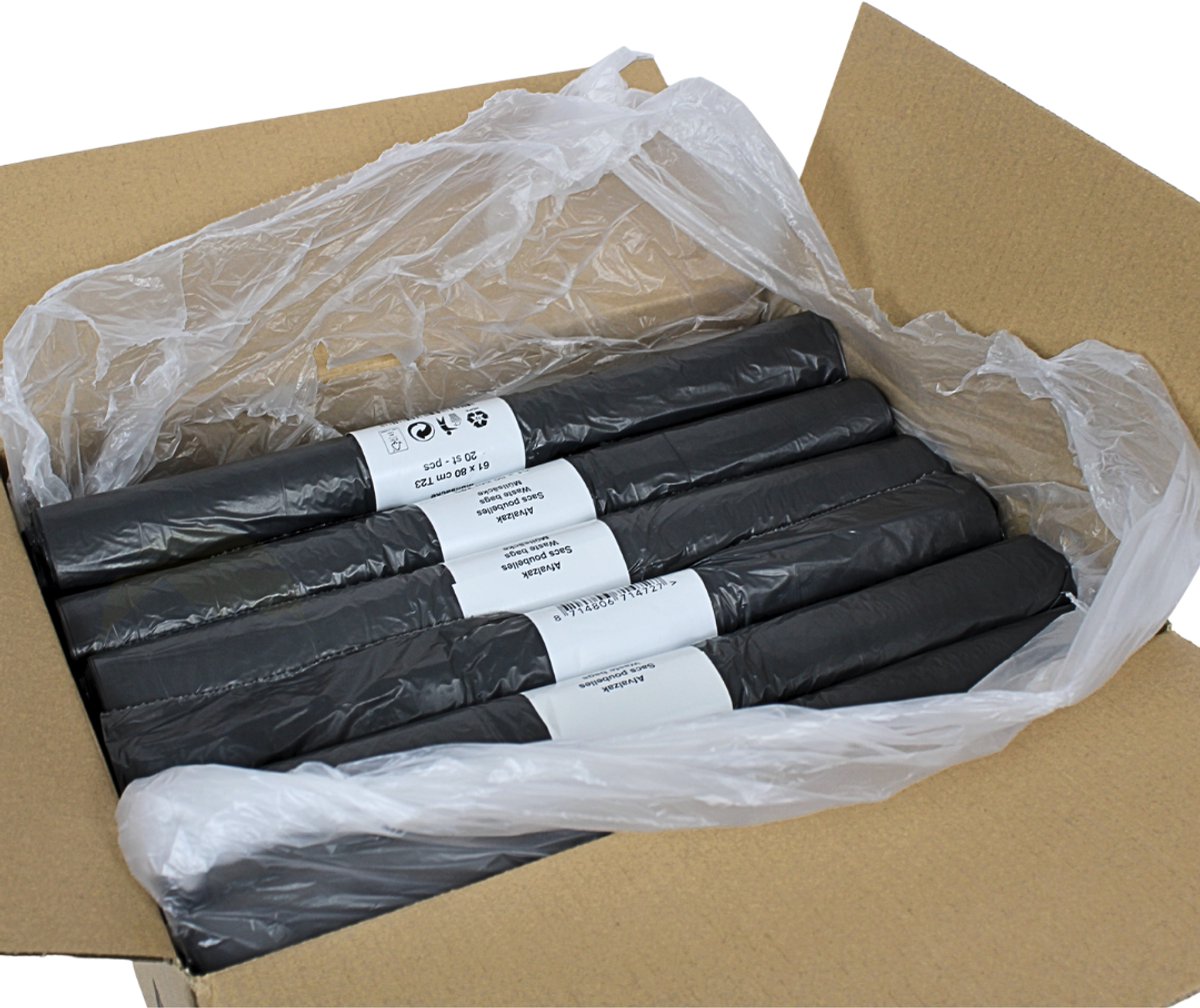 500x HDPE Afvalzakken 61 x 80 cm (60L) Grijs – Type 23 op rol