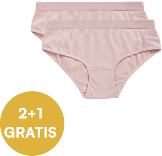 Twee lichtroze hipsters met Ten Cate logo band. Cirkel met '2+1 GRATIS'.