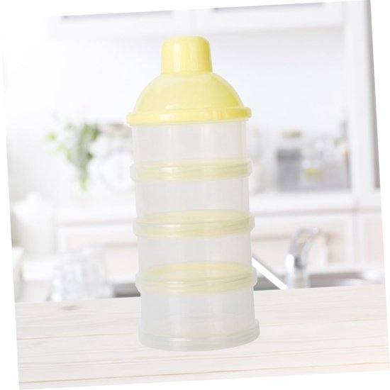 Melkpoeder toren - BPA vrij - 4 lagen -Melkpoeder doseerdoosjes - Babypoeder bewaarbakjes - Reisbox - Dispenser - Geel — afbeelding 3