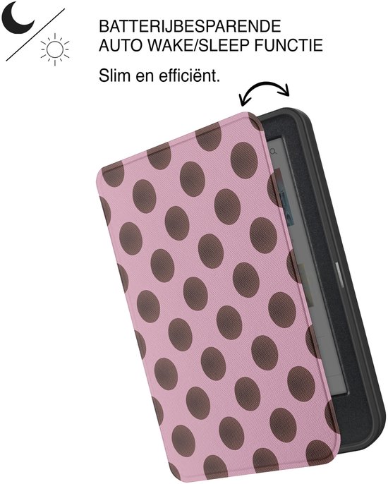 Lunso Geschikt voor Kobo Clara BW / Clara Colour hoesje (6 inch) - Vegan Saffiano Leren Sleep Cover - Summer Blush — afbeelding 2