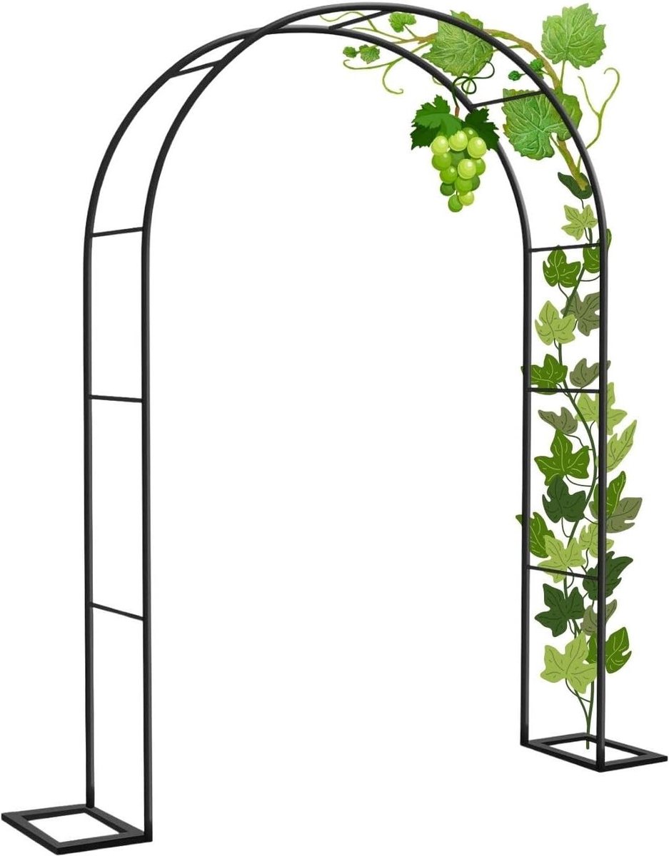 Tuin Rozenboog - Pergola Prieel - Klimplanten Ondersteunen - Gegalvaniseerde Stalen Buis - 240 x H 220 cm - Zwart