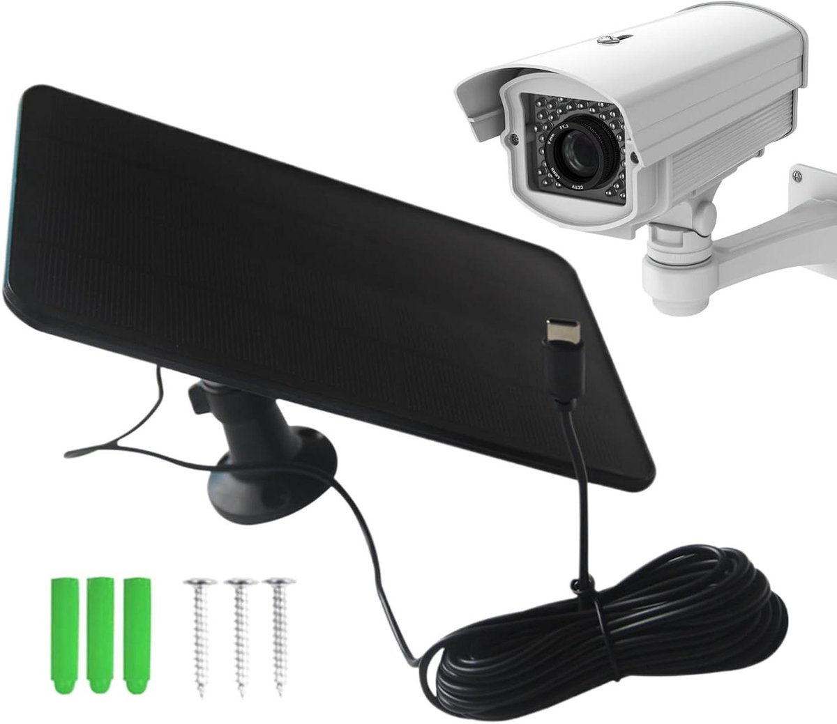 Zonnepaneel - Oplader - Camera voeden - Weerbestendig - 20W - Zwart