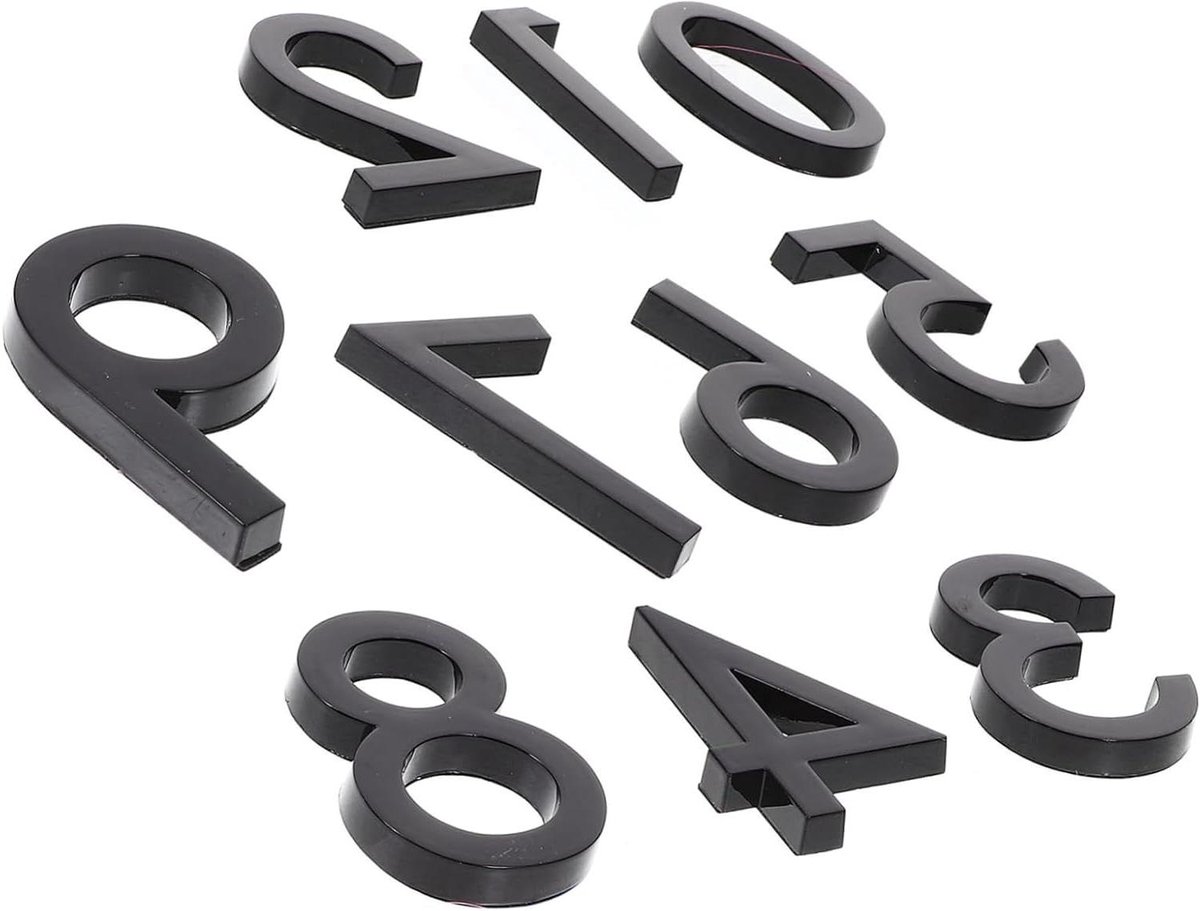 Huisnummer Bordjes - Adrescijfers Nummerbord - Huis Adres Aangeven - Moderne Unieke Uitstraling - 7x4.6CM - Zwart