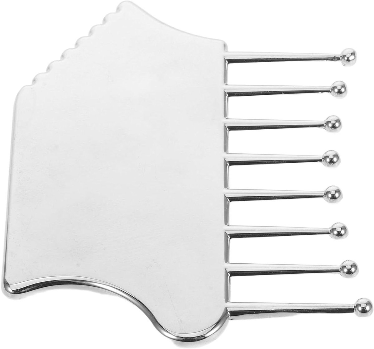 Gua Sha Massagekam - Schraapkam Gezicht - Stress Verlichten - Ergonomische Gebogen Koppen - 93 x 75 cm - Zilverkleurig