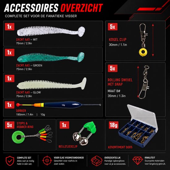 HOB Telescopische Vishengel Set - Hengelset - Werphengel - Carbon - 1,8 m - Vishengel set - Hengelsport - Vis Hengel van hob — afbeelding 5