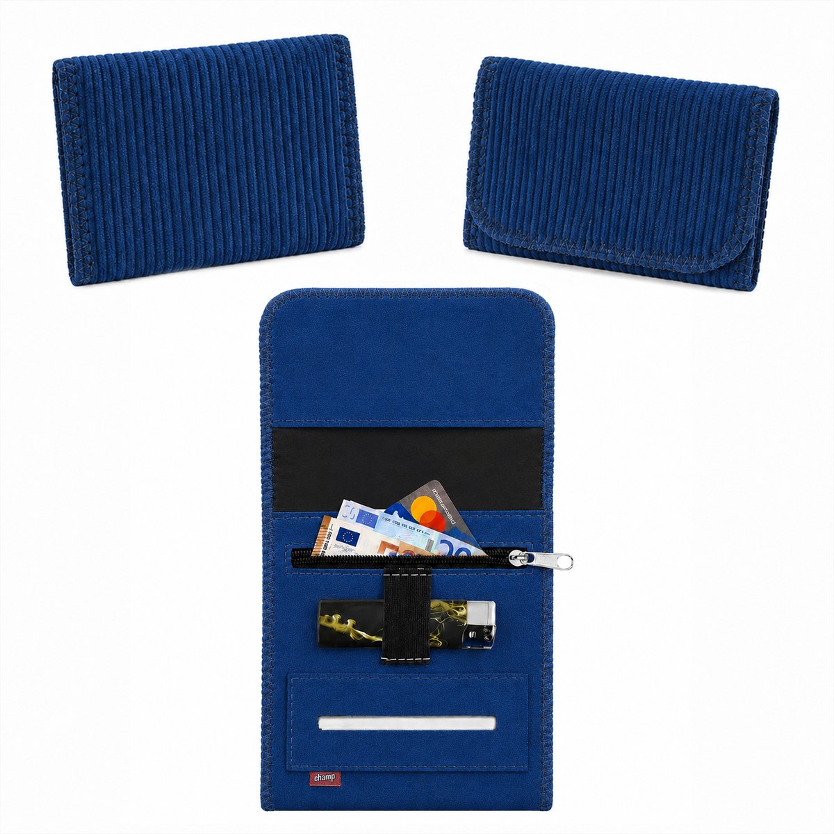 Champ Shag Etui - Tabak Etui - Ribstof - Medium - Donkerblauw