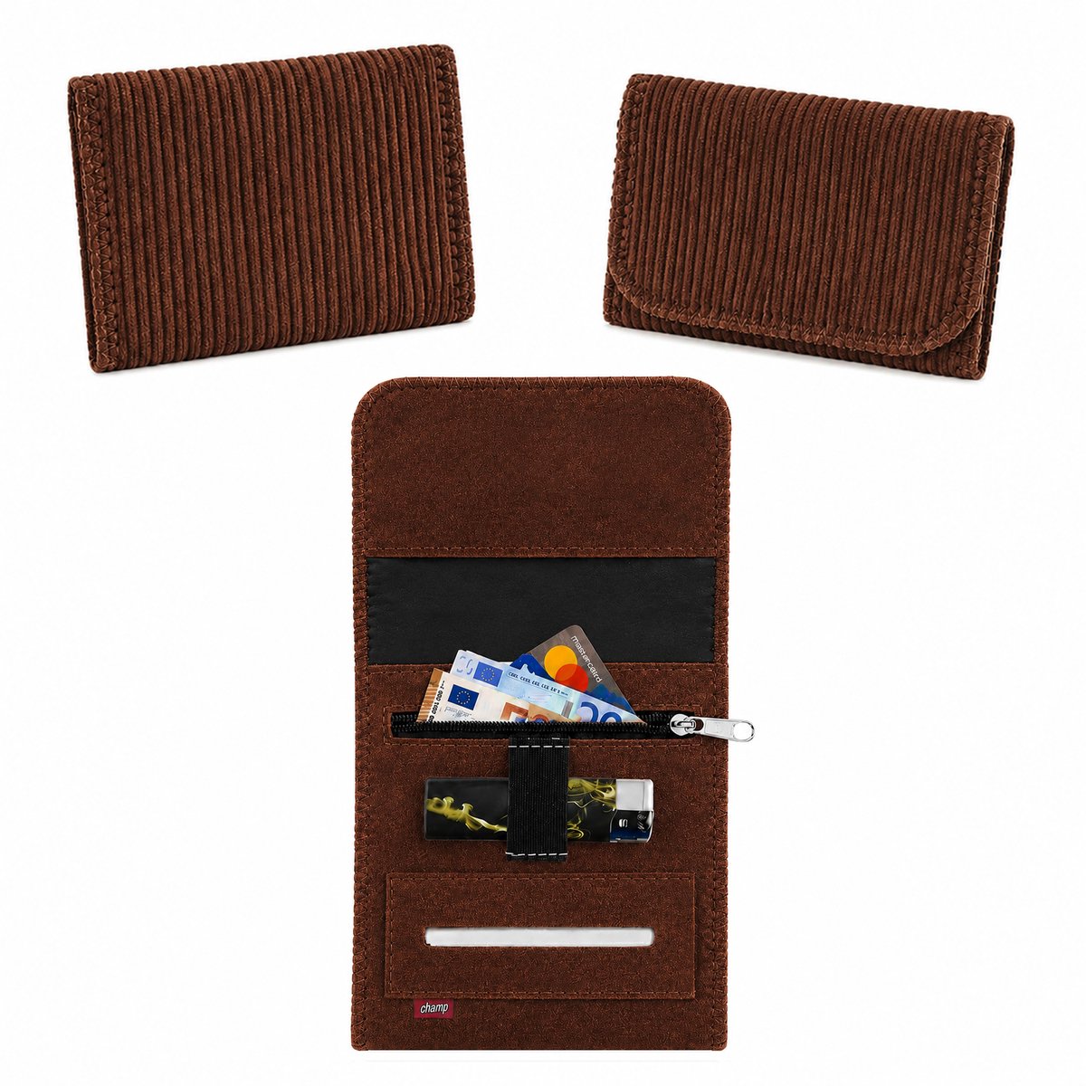Champ Shag Etui - Tabak Etui - Ribstof - Medium - Bruin