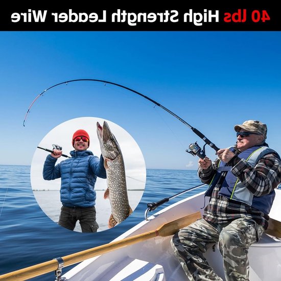 Set van 50 Stalen Voorzakken voor Snoekvissen met Carabiner en Vertebra - 5 Maten, Roestvrij Staal, Bijtbestendig, Visspullen, Groene Voorzakken van 10/15/20/25/30 cm — afbeelding 2