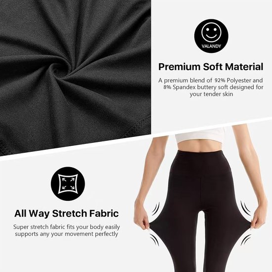 Dames Casual Yogakledingset - Yogashirts en Yogabroek - Maat 2XL - 70-80 KG - Zwart - Licht en Comfort - Stijlvol en Elastisch - Trainingsbroek - Sportbroek - Yoga Volwassenen - Yoga Accessoires — afbeelding 5